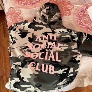 Camouflage Hoodie with Pink Inscription